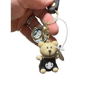NWT Starbucks Bear Keychain With Wrist Strap & Logo